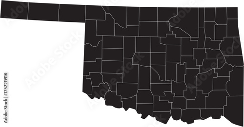 Oklahoma State Isolated Map with County Lines