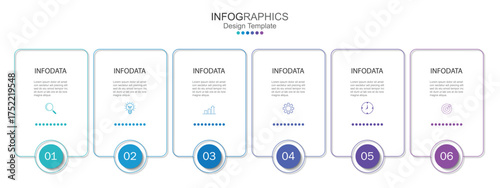 infographic vector illustration with 6 steps, infographic template design. Can be used for process diagrams, presentations, workflows.