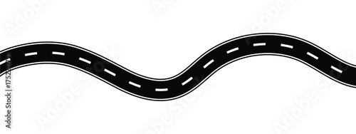Wavy winding curves roads and horizontal path. Horizontal asphalt road template.Flat vector illustration isolated on white transparent background.Traffic curved highway.	