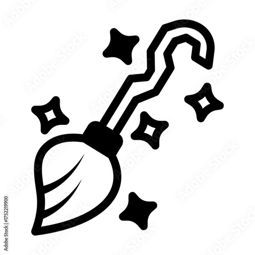 Magic Broom Icon Isolated on Transparent Background. Magical and Mystical Vector Illustration for Fantasy, Spiritual, and Halloween Design