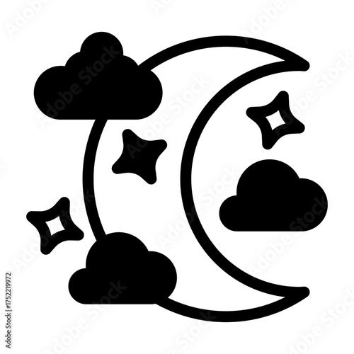 Crescent Moon Icon Isolated on Transparent Background. Magical and Mystical Vector Illustration for Fantasy, Spiritual, and Halloween Design