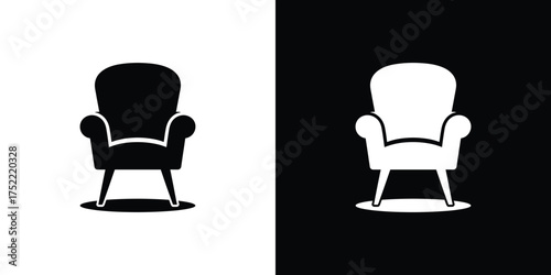 Simple Retro Armchair Icon with Transparent Background, Furniture Concept
