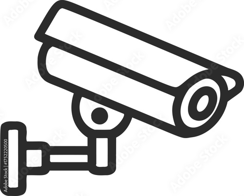 Security camera vector line art, simple black outline surveillance icon — stock vector.