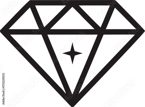 Diamond icon vector, geometric outline with sparkle detail — stock vector.
