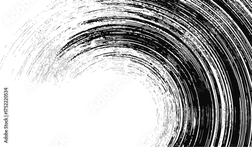 Black and white swirl abstract vector, dynamic circular grunge lines on white background — stock vector.