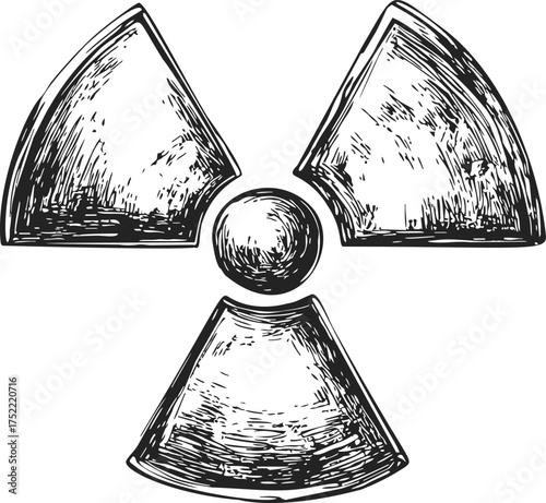 Radiation symbol sketch hand drawn hazardous warning sign isolated on white — stock vector