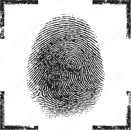 Fingerprint sketch hand drawn black ink style biometric identification isolated — stock vector