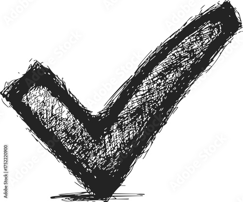 Check mark sketch hand drawn bold black tick isolated on white — stock vector