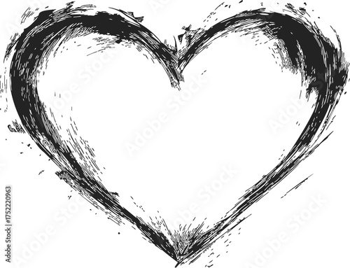 Heart sketch hand drawn grunge style with rough textured brush strokes — stock vector