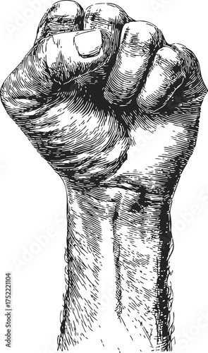 Raised fist sketch, hand drawn vector, symbol of solidarity and resistance — stock vector