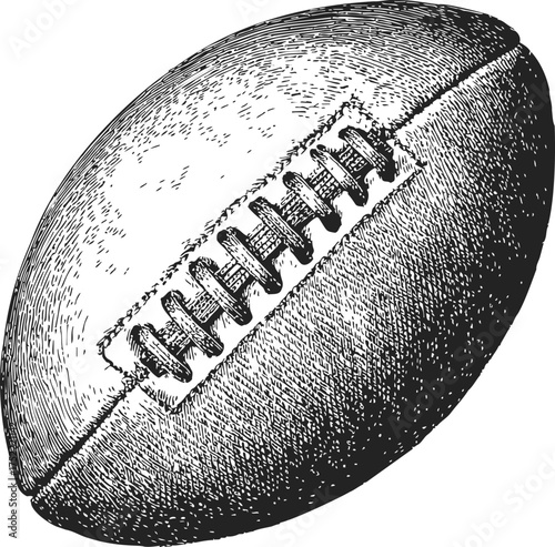 American football ball sketch, hand drawn vintage style detailed illustration — stock vector