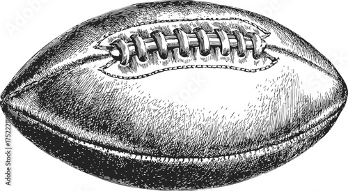 American football ball sketch, hand drawn style, detailed laces and textured surface — stock vector