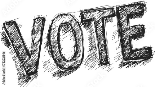Vote hand drawn sketch text bold black letters isolated on white — stock vector
