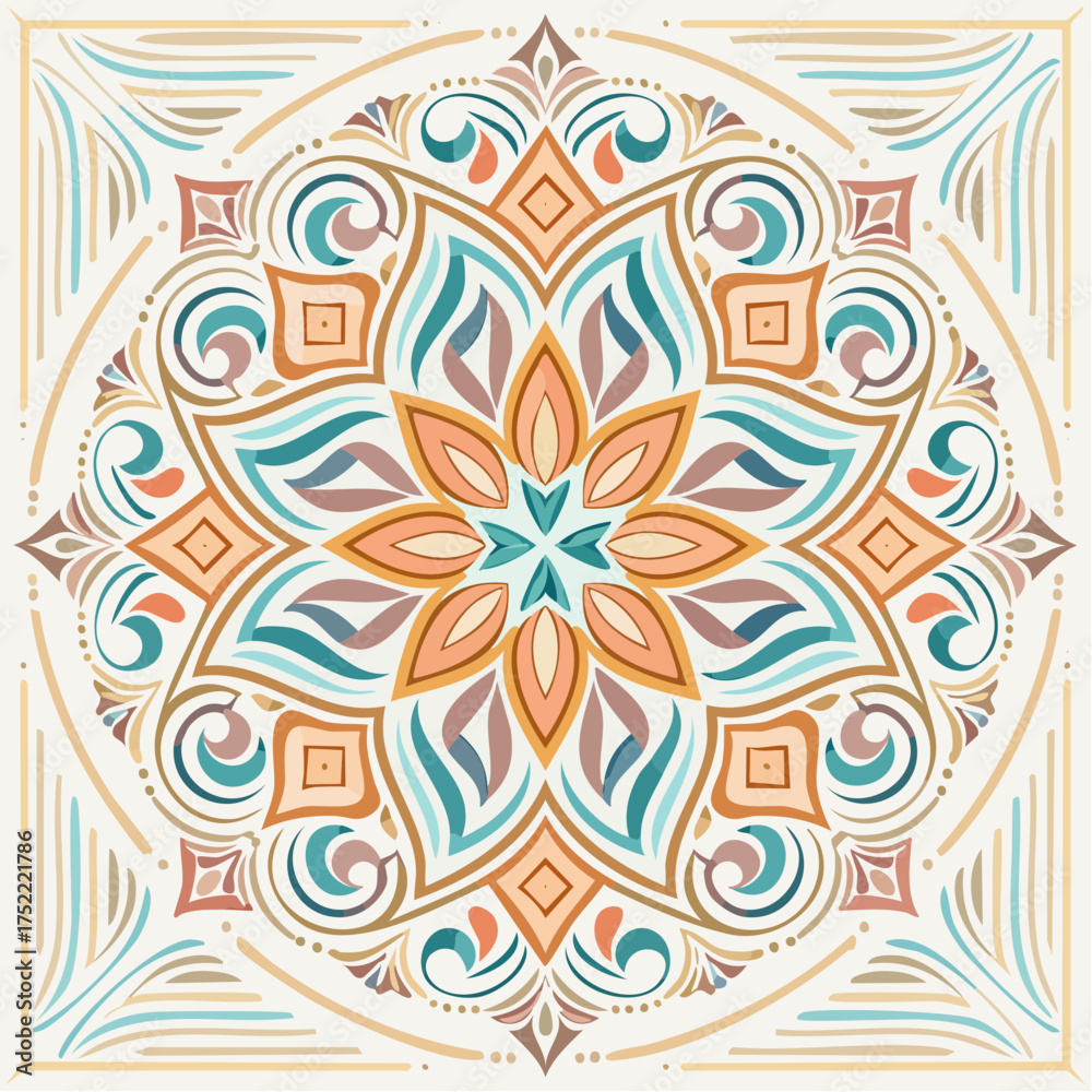 Fototapeta premium Ornate floral pattern with transparent background