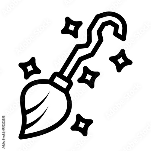 Magic Broom Icon Isolated on Transparent Background. Magical and Mystical Vector Illustration for Fantasy, Spiritual, and Halloween Design