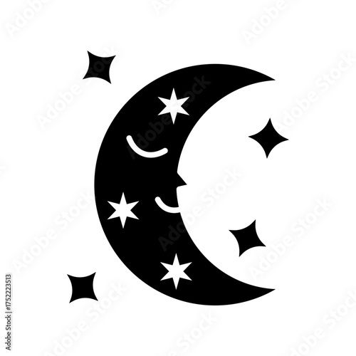 Crescent Moon Icon Isolated on Transparent Background. Magical and Mystical Vector Illustration for Fantasy, Spiritual, and Halloween Design