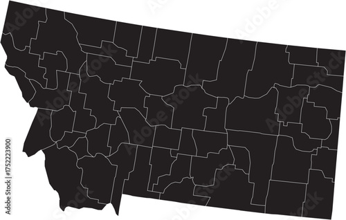 Montana State Isolated Map with County Lines