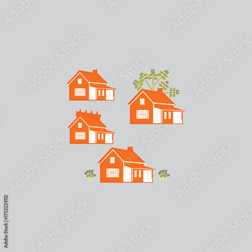 PrintModern Suburban Houses Vector Illustration