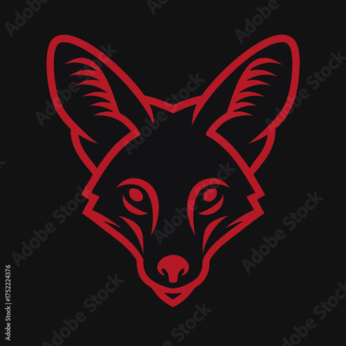 Red fox face illustration on black background