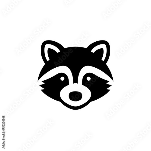 Raccoon face icon, graphic design, cartoon style