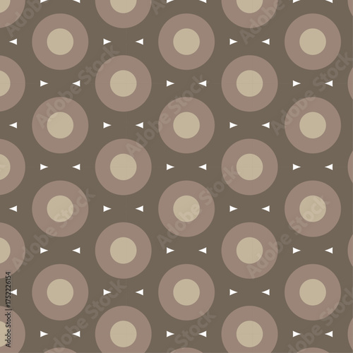 Untitled-Retro Geometric Pattern with Concentric Circles and Triangular Accents