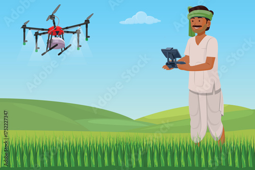 Indian Farmer Using Drone The Future of Agriculture, Drone Spraying Fertiliser