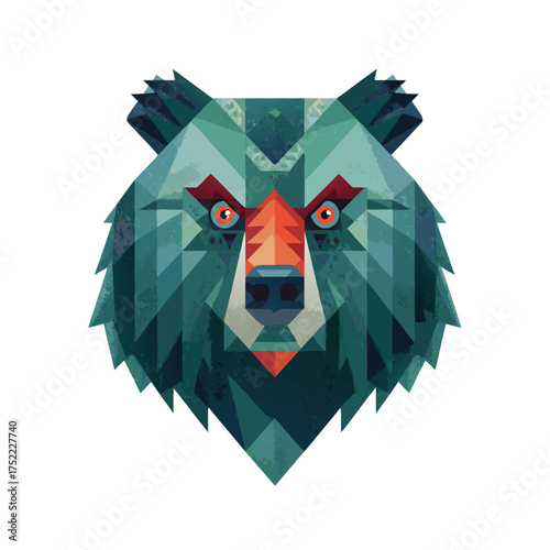 Polygonal Bear Head with Textured Fur