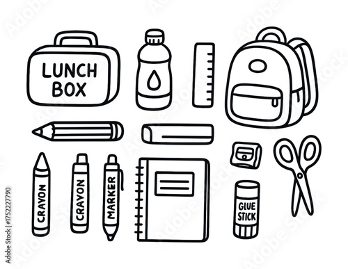 Back-to-school essentials: backpack, lunch box, and stationery supplies