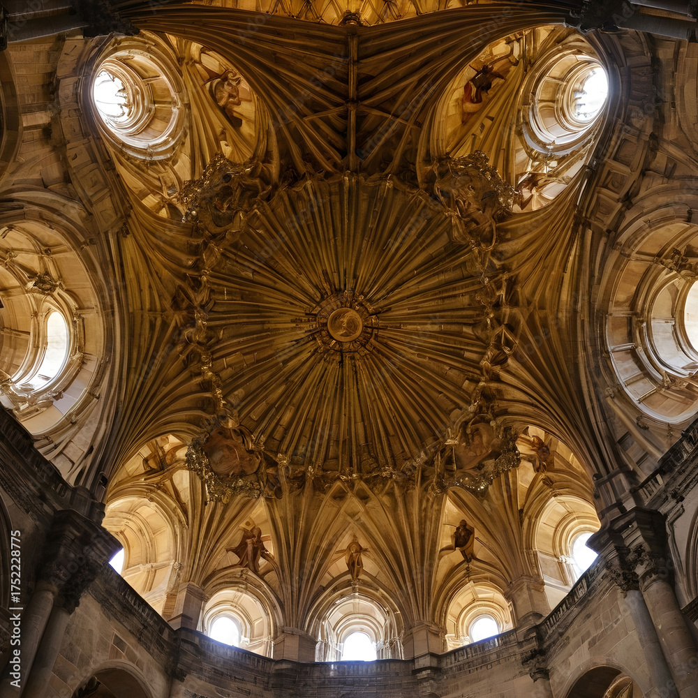 Obraz premium Inside view of the dome and the arches of the New Cathedral Casablanca in Spain