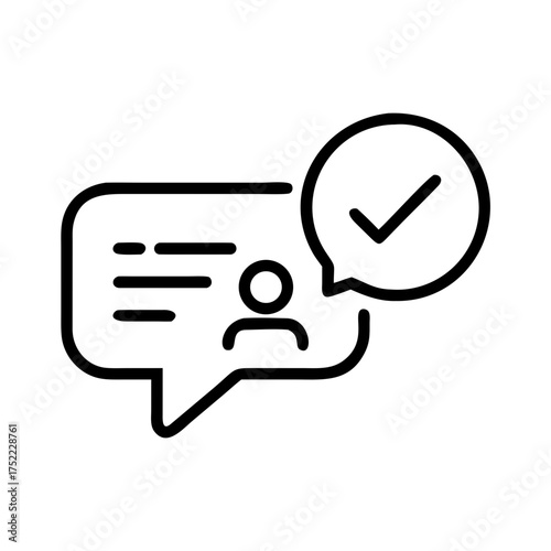 Speech bubble with person and check mark