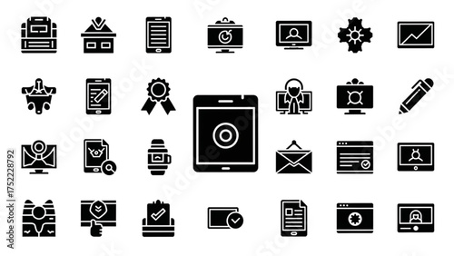 Set of Modern Business and Technology Vector Icons
