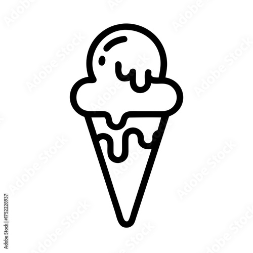 Fotografie Illustration of an ice cream cone with dripping syrup