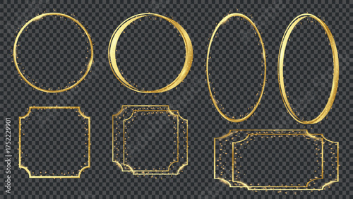 Gold Border Frame Set  Light Effects, Minimalist Gold Decorations