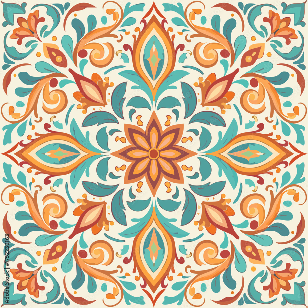 Fototapeta premium Seamless pattern of ornate floral arabesque elements