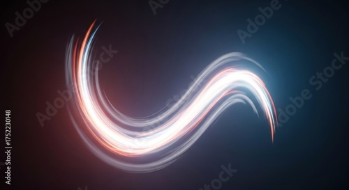 Abstract light streak, curved, motion blur, red and blue gradient backdrop