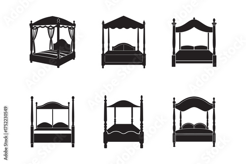 Elegant Canopy Bed Silhouettes Collection for Interior Design and Furniture Concepts Bedroom Decor Ideas