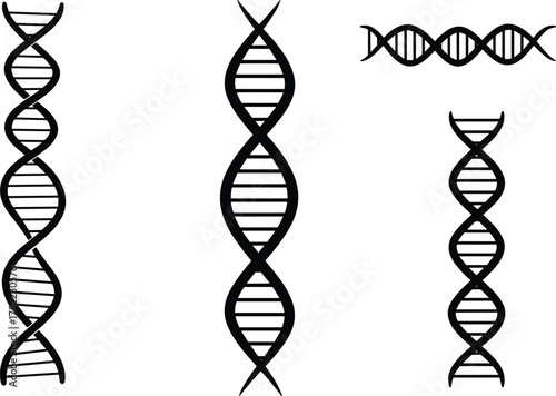 DNA helix illustration, genetic science concept, biotechnology design, molecular structure, abstract genome art, biology research, medical innovation, futuristic strand visualization