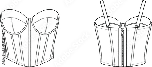 corset women sweetheart neckline boning strap zipper back fitted structured apparel garment clothing 