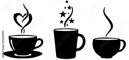 coffee, tea, beverage, breakfast, design, morning, symbol, caffeine, illustration, vector, cup, drink, hot, espresso, cappuccino, aroma, food, latte, icon