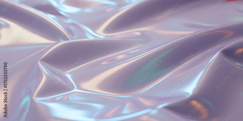 Obraz premium iridescent holographic swirl texture with soft pastel tones
