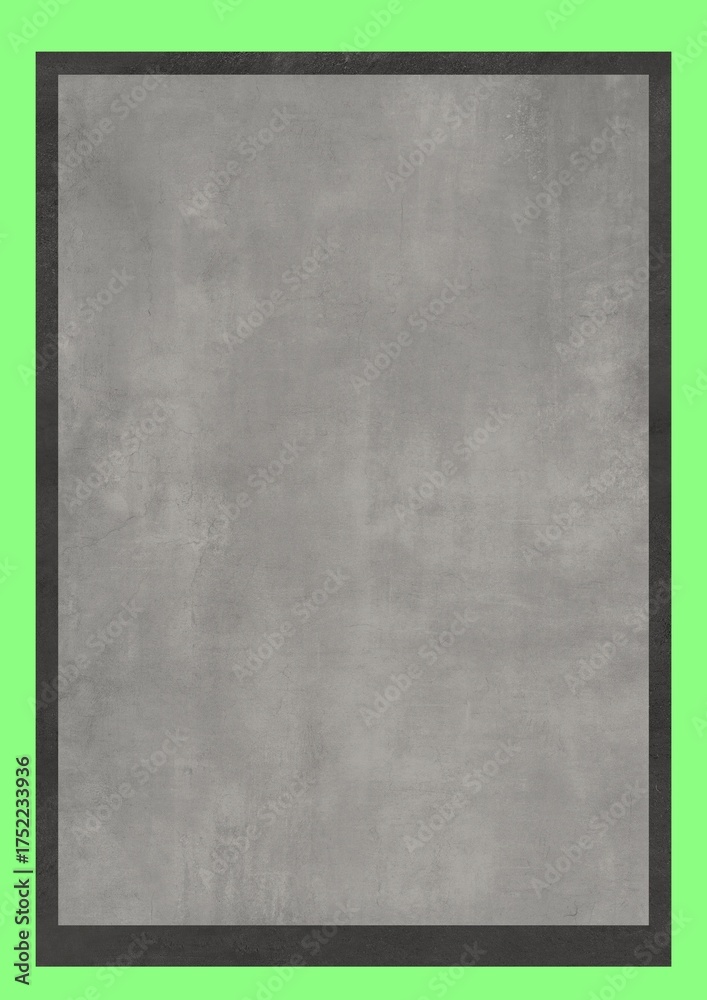 Fototapeta premium Gray textured surface with black border on green background