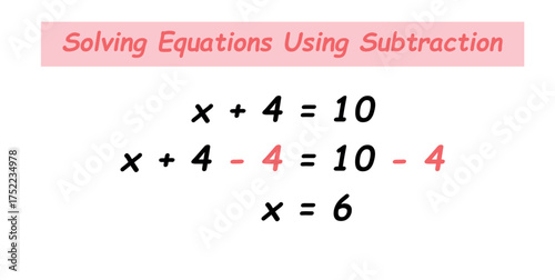 Solving Equations Using Subtraction in Mathematics.