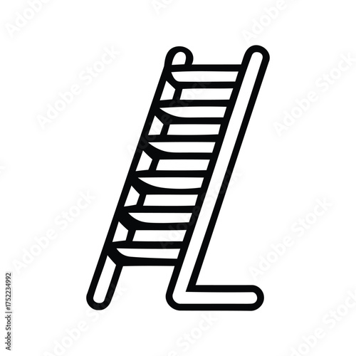 Editable minimalist ladder outline vector icon-black & white