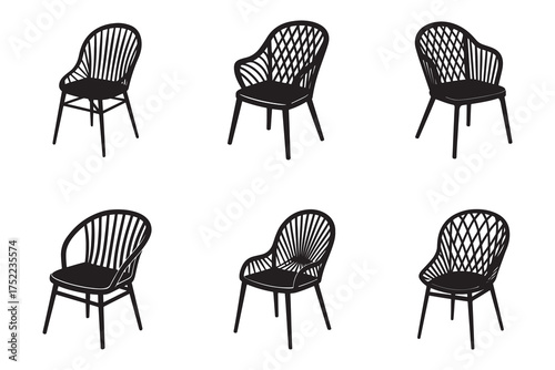 Modern Chair Collection Black and White Minimalist Design Vector Illustration Furniture Concepts for Interior Decoration and Design Projects