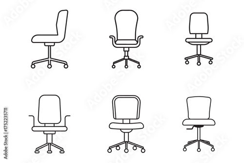 Modern Office Chair Line Art Collection with Ergonomic Designs and Adjustable Features for Comfortable Workspaces and Interior Design