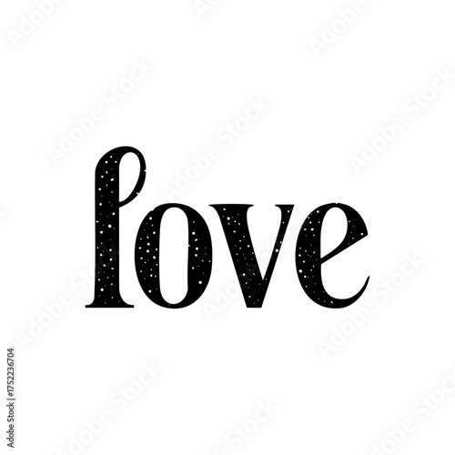 Word “love” in elegant typeface with dotted pattern, representing affection, romance, and timeless connection.
