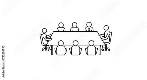 A group of people seated around a rectangular conference table