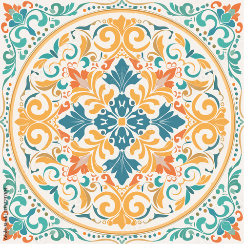Ornate floral medallion with transparent background
