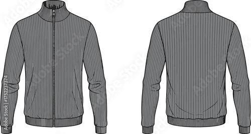 jacket collar high zipper closure pocket welt sleeve raglan cuff elastic hem seam yoke panel apparel garment clothing fashion textile template vector sketch illustration design prototypejacket collar 