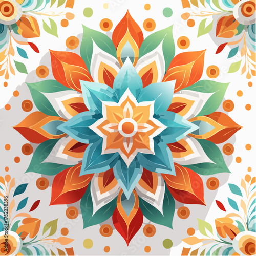 Floral mandala with transparent background